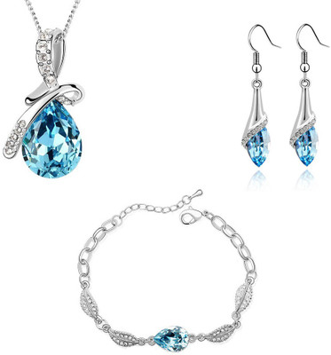 NAKABH Alloy Rhodium Turquoise, Silver Jewellery Set(Pack of 1)