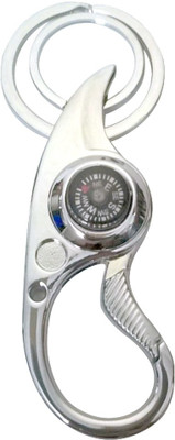 

Styler Metal Double Key Ring Hook Magnetic Compass Key Chain (Silver Black Color) Key Chain