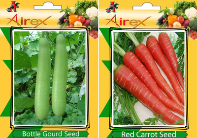 Airex Bottle Gourd and Red Carrot Vegetables Seeds (Pack Of 20 Seeds * 2 Per Packet) Seed(20 per packet)