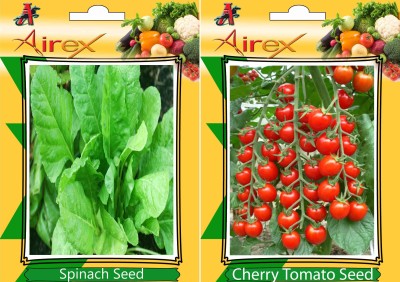 Airex Spinach and Cherry Tomato Vegetables Seed + Humic Acid Fertilizer (For Growth of All Plant and Better Responce) 15 gm Humic Acid + Pack Of 30 Spinach + 30 Cherry Tomato Seed(30 per packet)