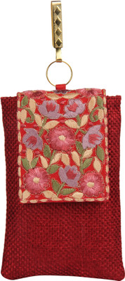 

Sunbeams SB3038MR Jute Reshamwork Flap Juda mobile Pouch Mobile Pouch(Maroon)