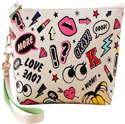 

KRIO DESIGNS Quirky Cosmetic Pouch Bag White Color Pouch(Multicolor)