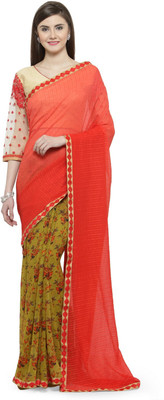 Shaily Self Design Fashion Poly Georgette Saree(Multicolor)