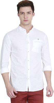 Sandclock Men Solid Casual White Shirt