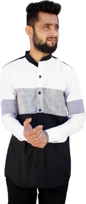 REBANTA Men Printed Casual White, Black, Grey Shirt