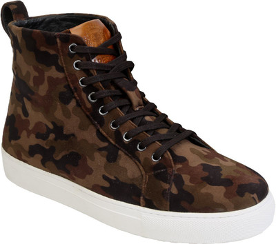 

Bare Skin camouflage brown high ankle lace up velvet sneaker shoe Sneakers For Men(Brown