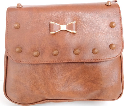 

PRIYANKA COLLECTIONS Girls Casual Brown Leatherette Sling Bag
