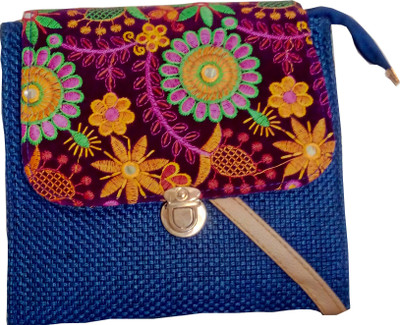 

styles creation Women Casual Blue Jute, Polyester Sling Bag