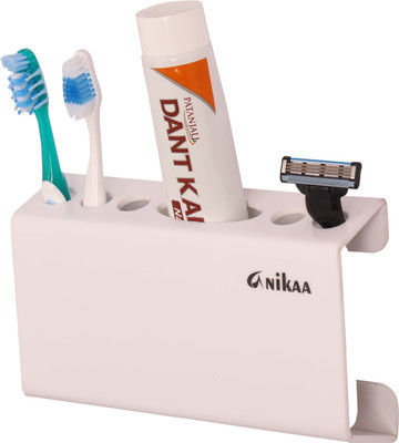 

Anikaa Tooth Brush/Tooth Paste Stand Holder Bathroom Storage Organizer Acrylic Toothbrush Holder(White, Wall Mount)