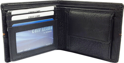 

AZOON WORLD Men Black Genuine Leather Wallet(9 Card Slots)