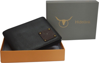 

Hidelink Men Black Genuine Leather Wallet(3 Card Slots)