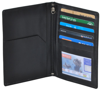 

PELLET Men Black Artificial Leather Document Holder(6 Card Slots), Black-09