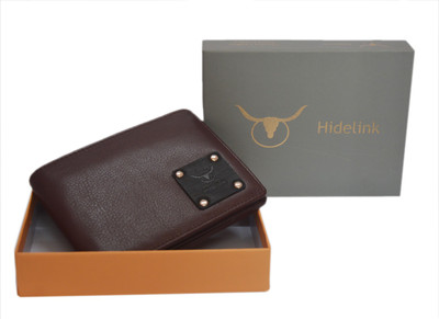 

Hidelink Men Brown Genuine Leather Wallet(3 Card Slots)