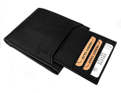 

white bear Boys Black Artificial Leather Wallet(6 Card Slots)