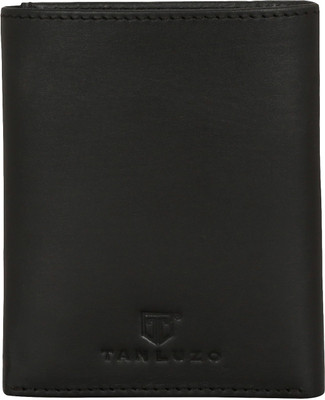

Tan Luzo Men Black Genuine Leather Wallet(12 Card Slots)