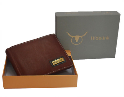 

Hidelink Men Brown Genuine Leather Wallet(6 Card Slots)