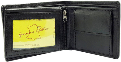 

AZOON WORLD Men Black Genuine Leather Wallet(9 Card Slots)