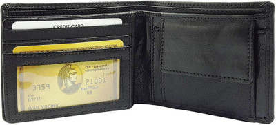 

AZOON WORLD Men Black Genuine Leather Wallet(8 Card Slots)