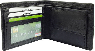 

AZOON WORLD Men Black Genuine Leather Wallet(9 Card Slots)