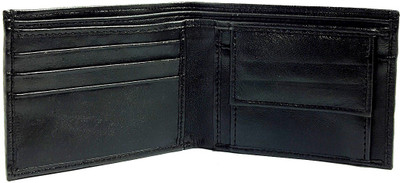 AZOON WORLD Men Black Genuine Leather Wallet(5 Card Slots)