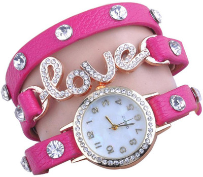 

COSMIC beautiful Pink leather strap diamond studded love bracelet EXCLUSIVE LOVABLE COLLECTION LADIES & WOMEN Watch - For Women