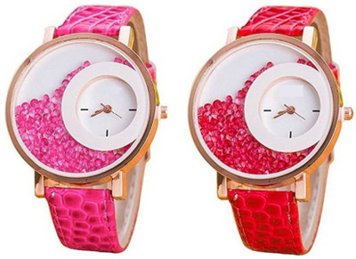 

Freny Exim latest collection fancy and attractive pink and red colour movable diamond beads in dial watches for women FE_MX_18 Watch - For Girls