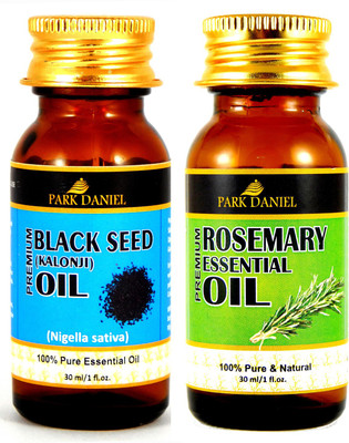 

Park Daniel Premium Black Seed (Kalonji)Oil and Rosemary essential oil combo pack of 2 bottles of 30 ml(60 ml)(60 ml)