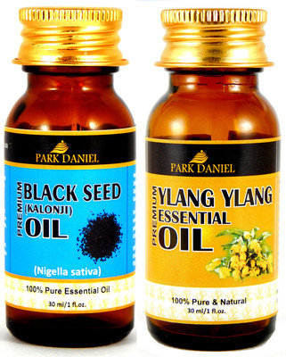 

Park Daniel Premium Black Seed (Kalonji)Oil and Ylang Ylang essential oil combo pack of 2 bottles of 30 ml(60 ml)(60 ml)