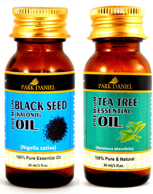 

Park Daniel Premium Black Seed (Kalonji)Oil and Tea tree essential oil combo pack of 2 bottles of 30 ml(60 ml)(60 ml)
