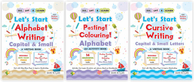 writing and activity books combo_Combo of 3 books  - Let's Start Series - alphabet(English, centre pin, Ekas Books)