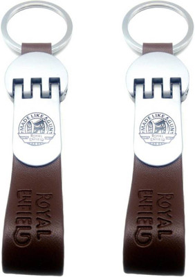 

MGP Fashion Brown Leather Royal Enfield full metallic combo Locking Key Chain(Brown)