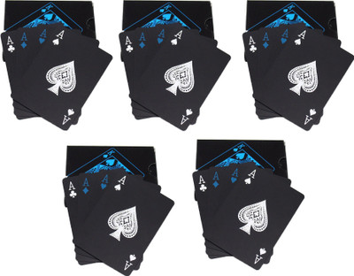 

Care Case Pack Of 5-Unique Black Good Quality Waterproof Colorful Deck Poker Playing Cards(Black)