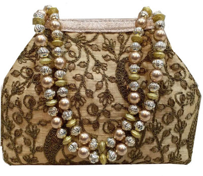 

Craftbazaar Party Beige Clutch