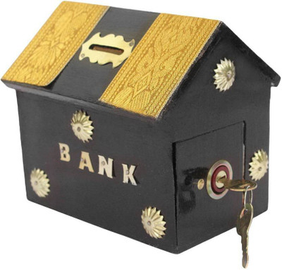 

CraftOnline wooden money bank Coin Bank(Black, Yellow)