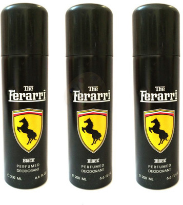 

ferari black Body Spray - For Men(200 ml, Pack of 3)