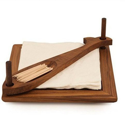 

Amaze Shoppee 2 Compartments Wooden Napkin Holder / Toothpick Dispenser(Brown)