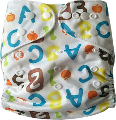 

Tiny Tots Tinytots Reusable Nappy washable Chemical free leak free Pocket Cloth Diaper with microfiber insert - alphabets - M