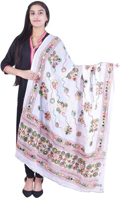 DIAMO Cotton Blend Embroidered Women Dupatta