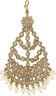 

Muchmore Indian Traditional Gold Tone Crystal and Pearl Pasa Party Wear Jewellery Hair Chain(Gold)