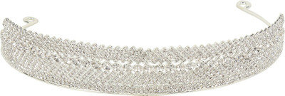 Muchmore Antique Silver Tone Crown With CZ Stone Hair Jewellery Hair Clip(White)