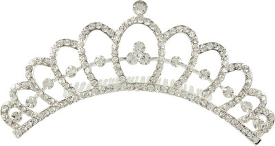 

Muchmore Attractive Silver Tone Crown With Crystal Stone Hair Jewellery Hair Clip(White)