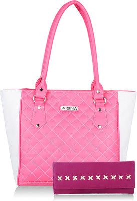 Aisna Shoulder Bag(Pink, White)