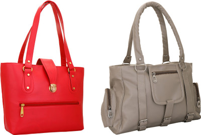 

Lady bar Hand-held Bag(Red, Grey), Grey;red