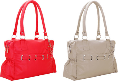 

Lady bar Hand-held Bag(Red, Grey), Grey;red