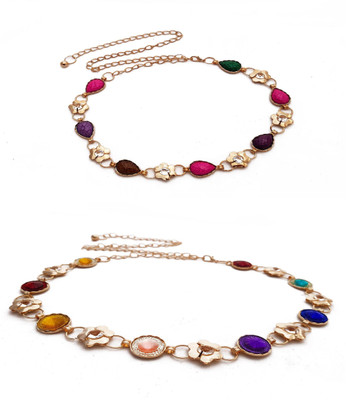 

Vritraz Women Casual, Party Multicolor Metal Belt, Gold