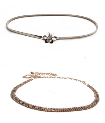 

Vritraz Women Casual, Party Multicolor Metal Belt, Silver