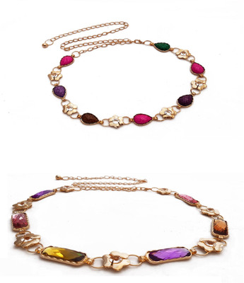 

Vritraz Women Casual, Party Multicolor Metal Belt, Gold