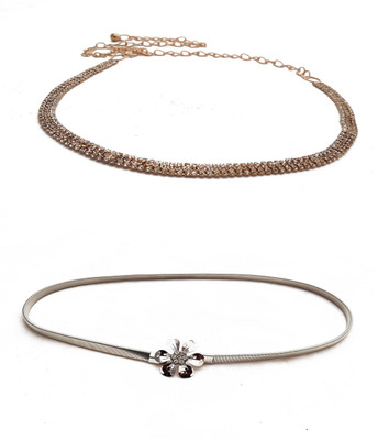 

Vritraz Women Casual, Party Silver Metal Belt, Gold