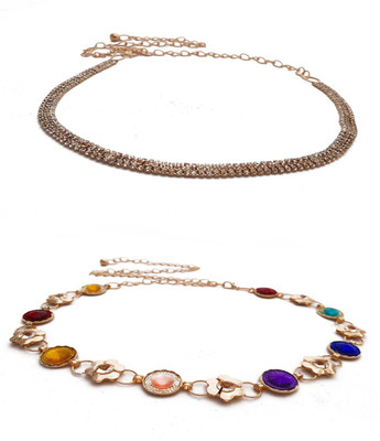 

Vritraz Women Casual, Party Multicolor Metal Belt, Gold
