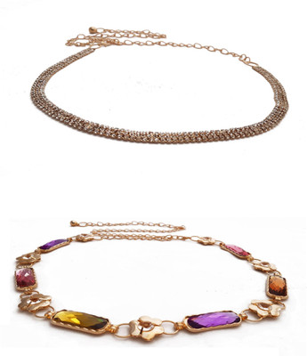 

Vritraz Women Casual, Party Multicolor Metal Belt, Gold